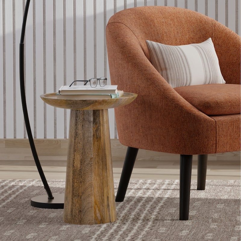 WYNDENHALL Kimball SOLID WOOD 13 inch Wide Round Contemporary Wooden Accent Table - Natural