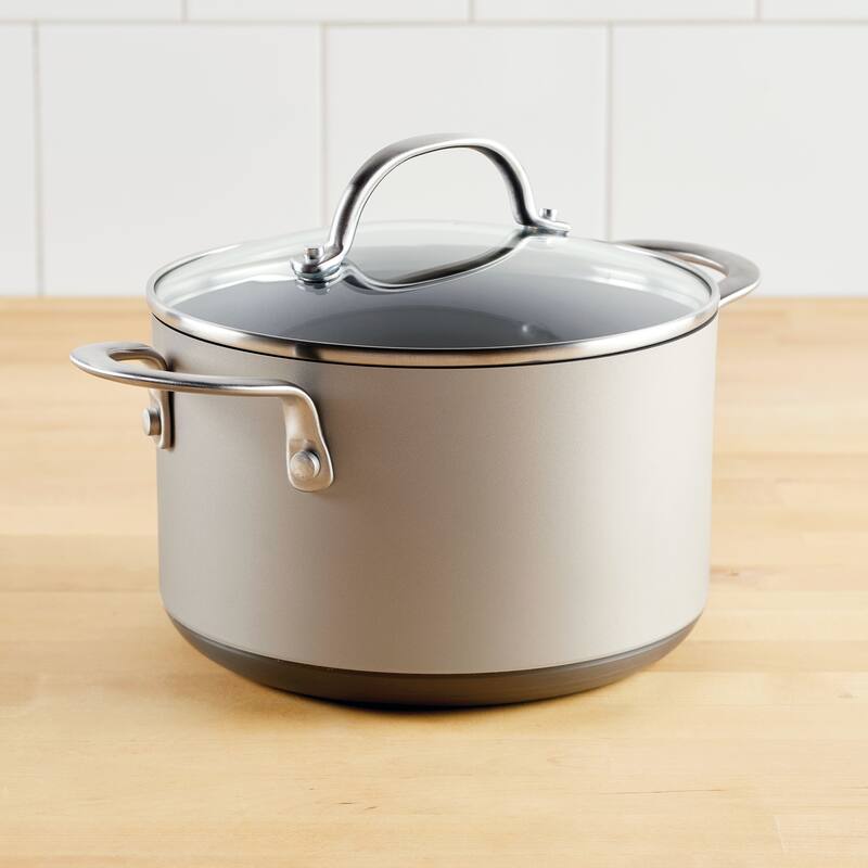 Anolon Achieve Hard Anodized Nonstick Saucepot with Lid, 4Quart Bed