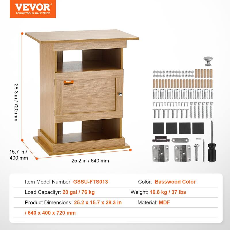 VEVOR Aquarium Stand Fish Tank Stand in MDF Turtle Tank Stand Reptile Tank Stand with Storage