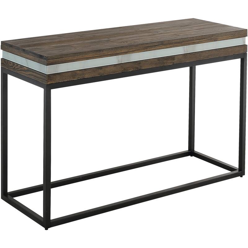 Brown Wood Rectangular Console Table with Black Iron Frame Base - 47.2” L x 15.7” W x 29.5” H - Brown-Black