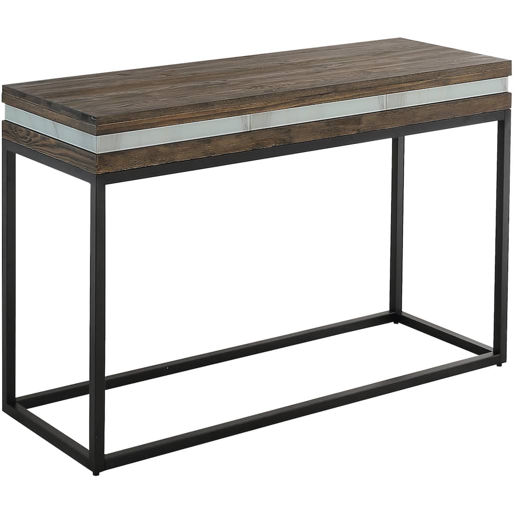 Brown Wood Rectangular Console Table with Black Iron Frame Base - 47.2” L x 15.7” W x 29.5” H