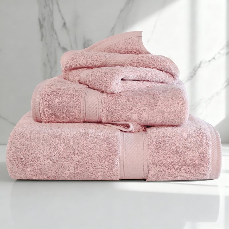 Superior Egyptian Cotton Pile Heavyweight 3-Piece Towel Set - Tea Rose