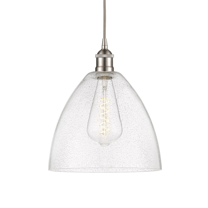 Innovations Lighting 616-1P-14-12 Edison Dome Pendant Edison Dome 12" - Brushed Satin Nickel / Seedy