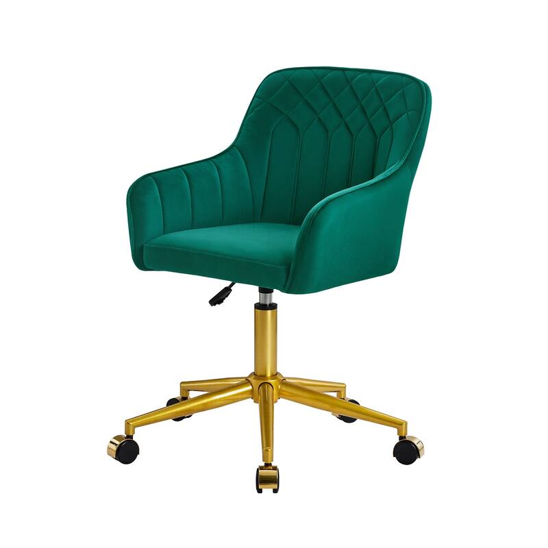 VECELO Modern Home Office Chairs Height Adjustable 360 Swivel Task Chair with Metal Base Silent Wheels