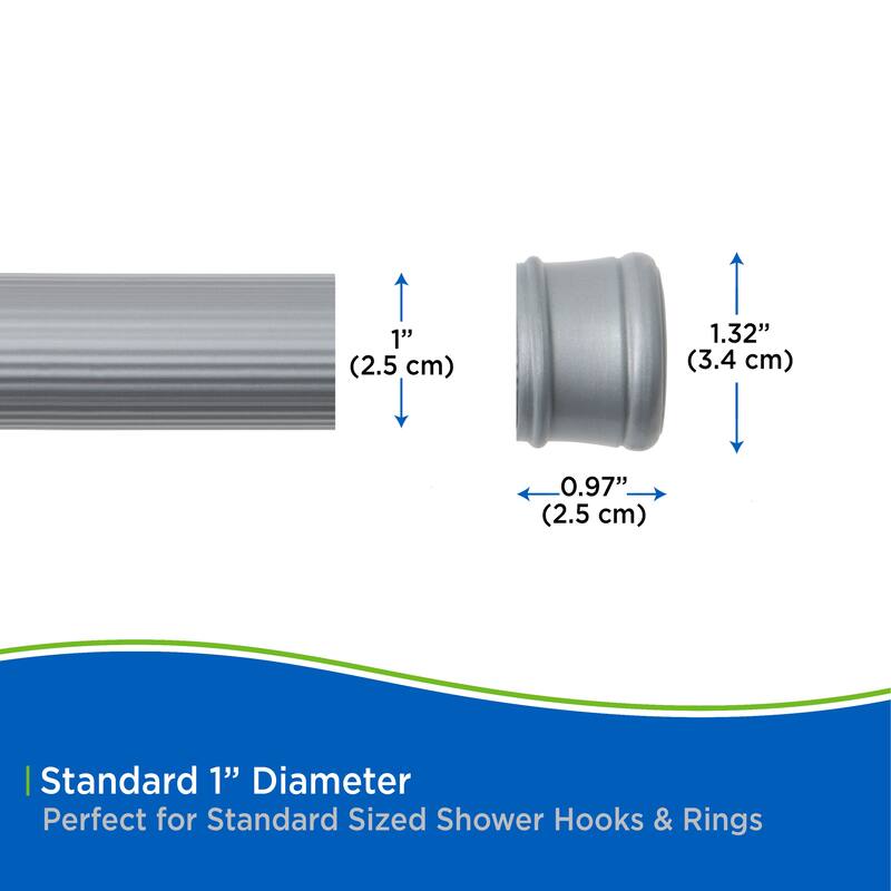 Kenney Twist & Fit No Tools Spring Tension Shower Curtain Rod, 42-72"