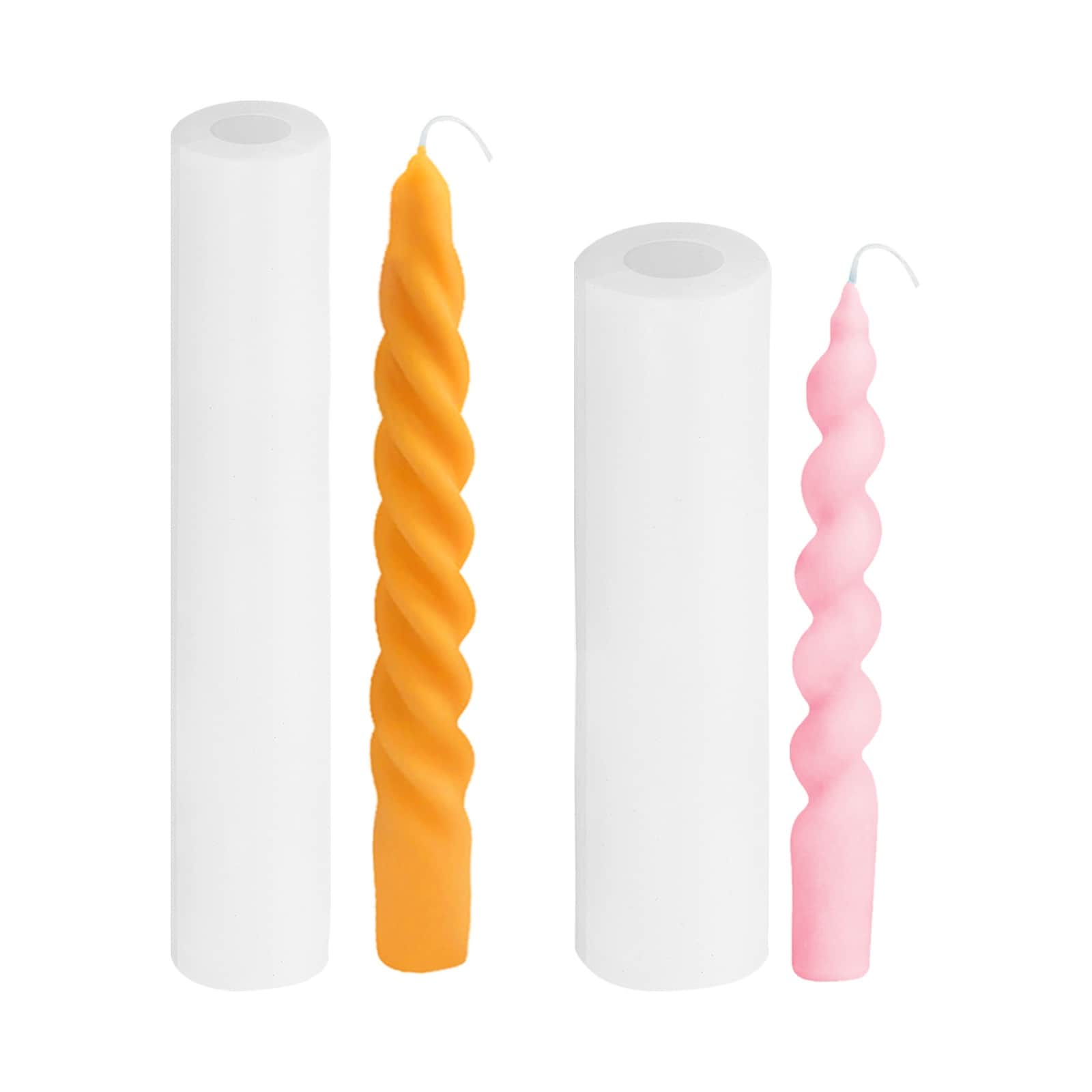 2Pc 3D Twisted Taper Candle Making Mold Long Spiral Taper Silicone Candle  Mold - White - Bed Bath & Beyond - 37974114