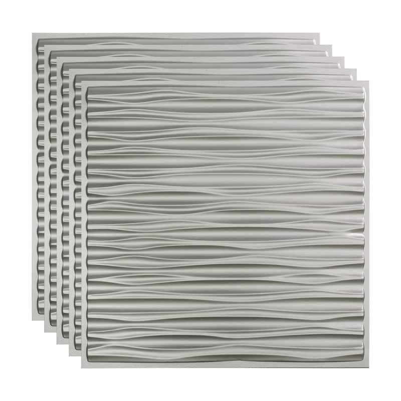 FASÄDE Dunes Decorative Vinyl 2ft x 2ft Lay in Ceiling Panel in Argent Silver (5 Pack) - 5 Pack - Argent Silver