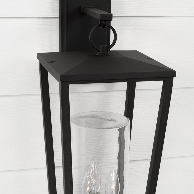 Elliot Black Outdoor Wall Lantern w/ Clear Glass