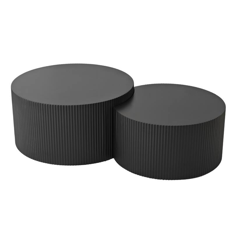 Vertical Stripe Design Nesting Coffee Table Set for Living Room