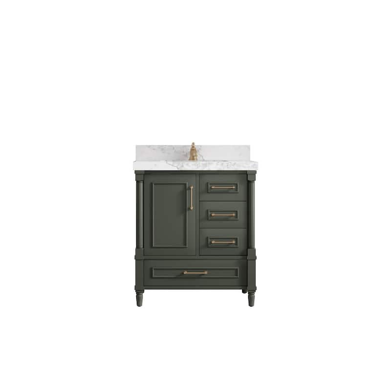 Willow Collections 30 in. W x 22 in. D Aberdeen Single Sink Bathroom Vanity in Pewter Green with Countertop