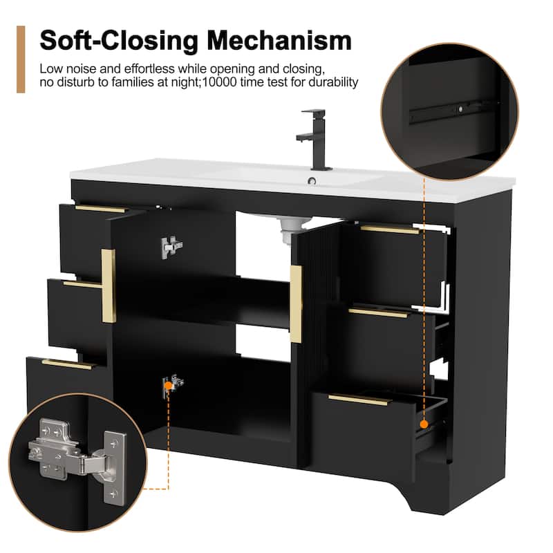 Vertical Stripes Bathroom Vanity Set with Sink Top & Faucet