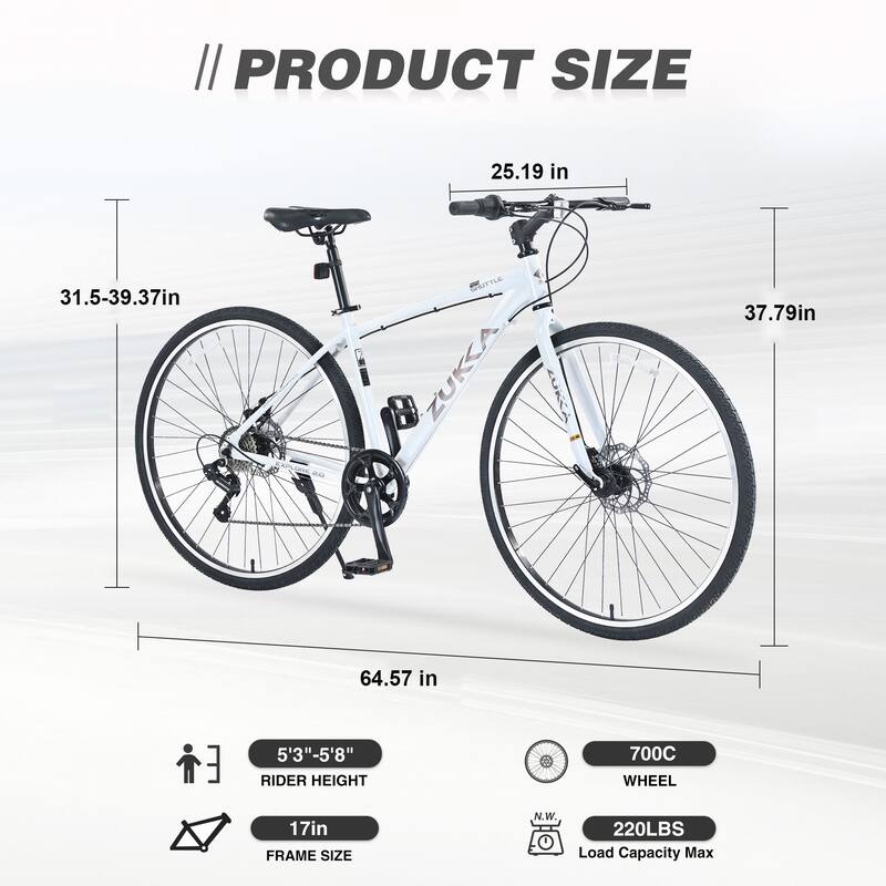 Unisex Hybrid Road Bike - Aluminum Alloy Frame, Double Disc Brakes, Shimano Gears - 26