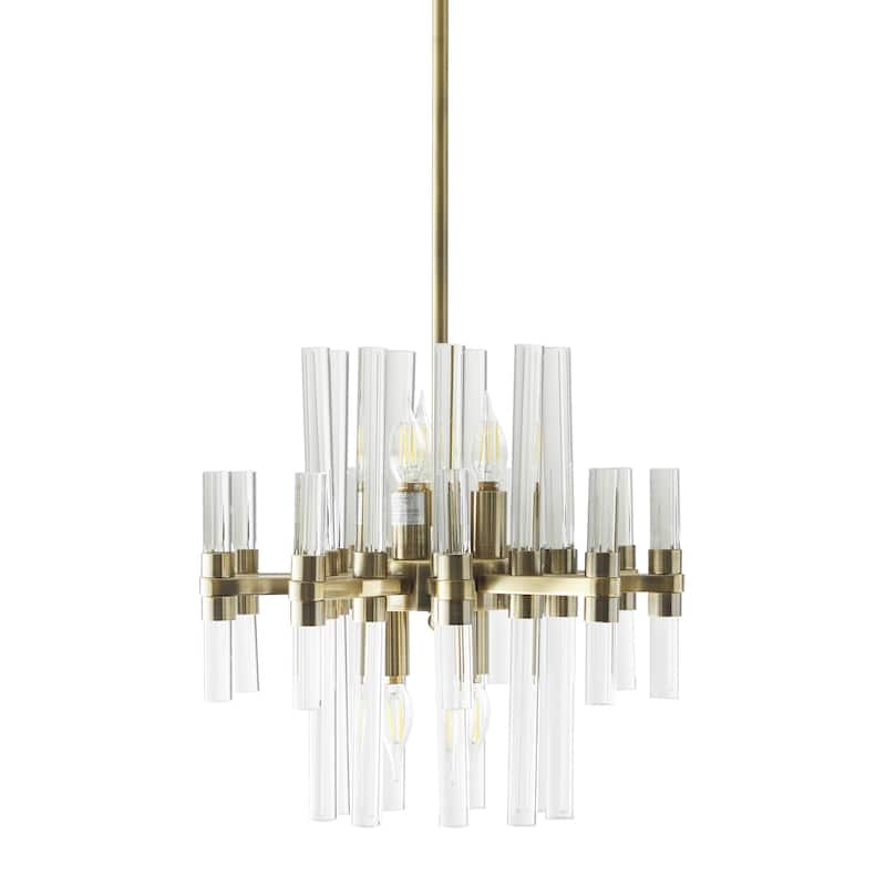 Metal Crystal Embellished 8 Light Room Chandelier with Link Style Chain - Gold - Roche River Decor