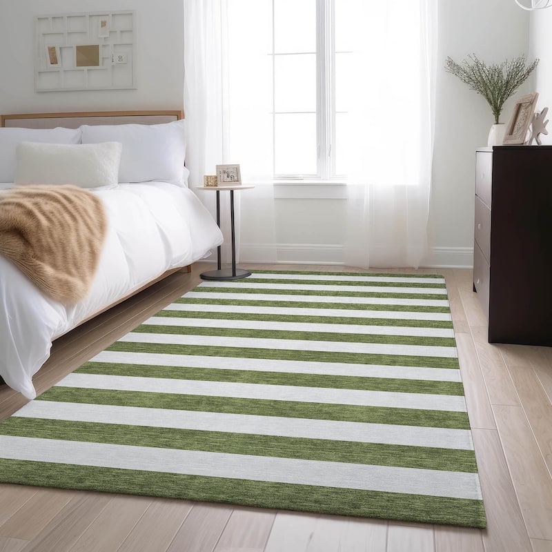 Premium Washable Super Soft Cabana Stripe Mayfield Rug - Olive - 3' x 5' - Rectangle
