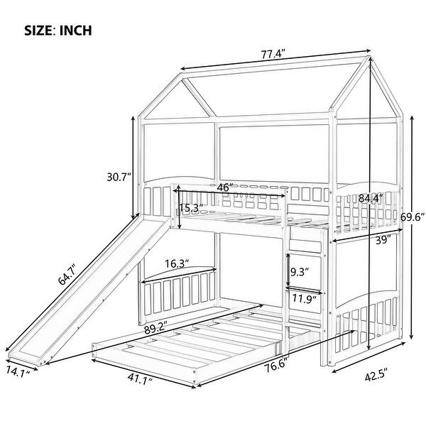 Twin Over Twin House Bunk Bed with Slide and Ladder - Bed Bath & Beyond ...