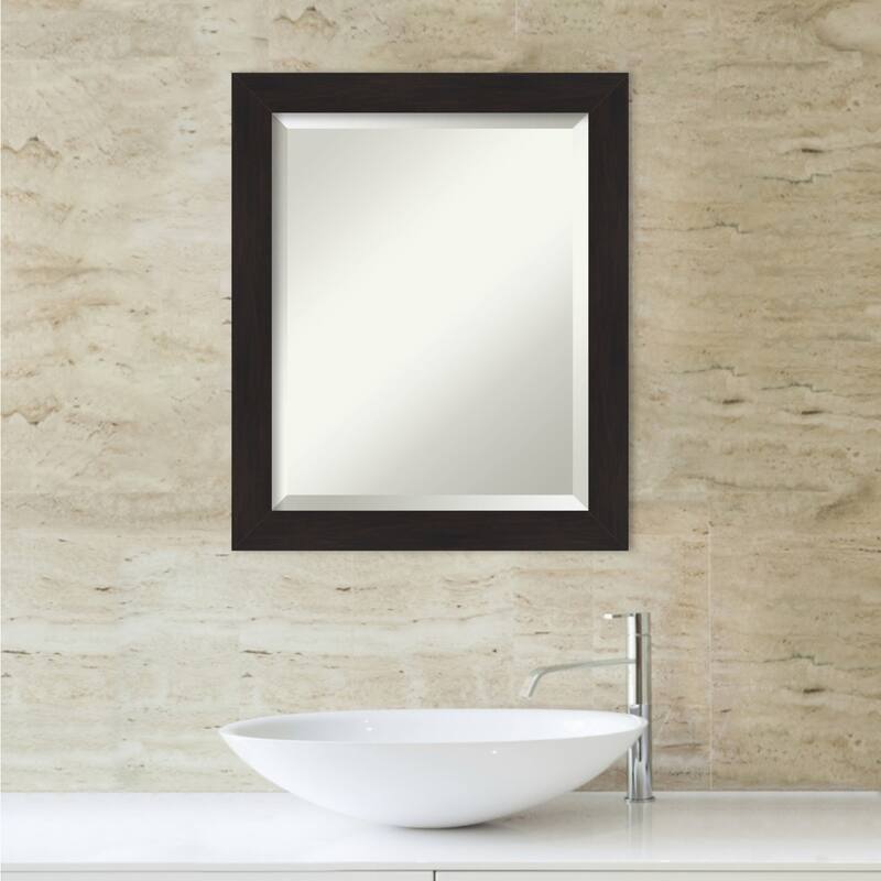 Beveled Bathroom Wall Mirror - Furniture Espresso Narrow Frame