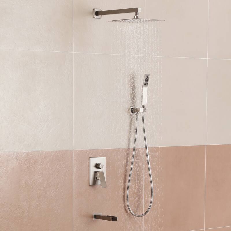 3-Function 10/12-In Wall Mounted Shower System with Handheld Shower