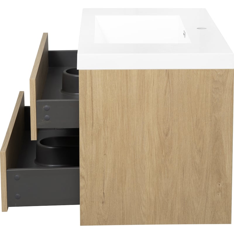 24"/30"/36"Wall Mounted Bathroom Vanity w/ Sink and Soft Close Drawers