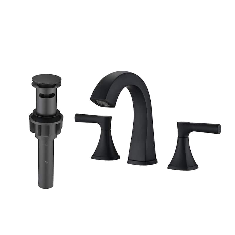 3 Holes Widespread Bathroom Sink Faucet Stainless Steel Bathroom Faucet with Pop Up Drain Vanity Tap with Dual Handles