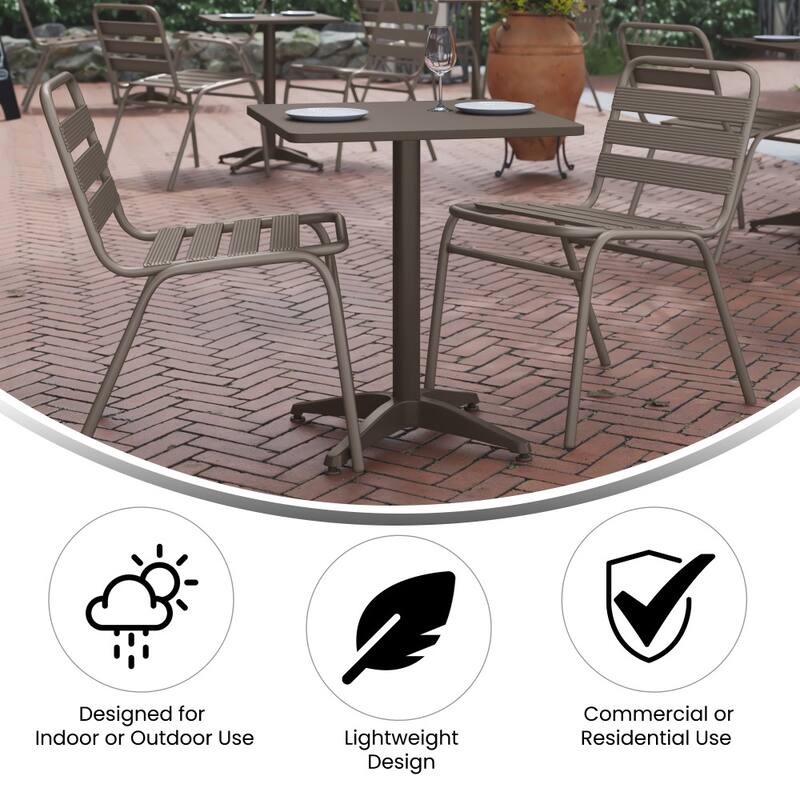 23.5" Square Aluminum Smooth Top Indoor-Outdoor Table with Base