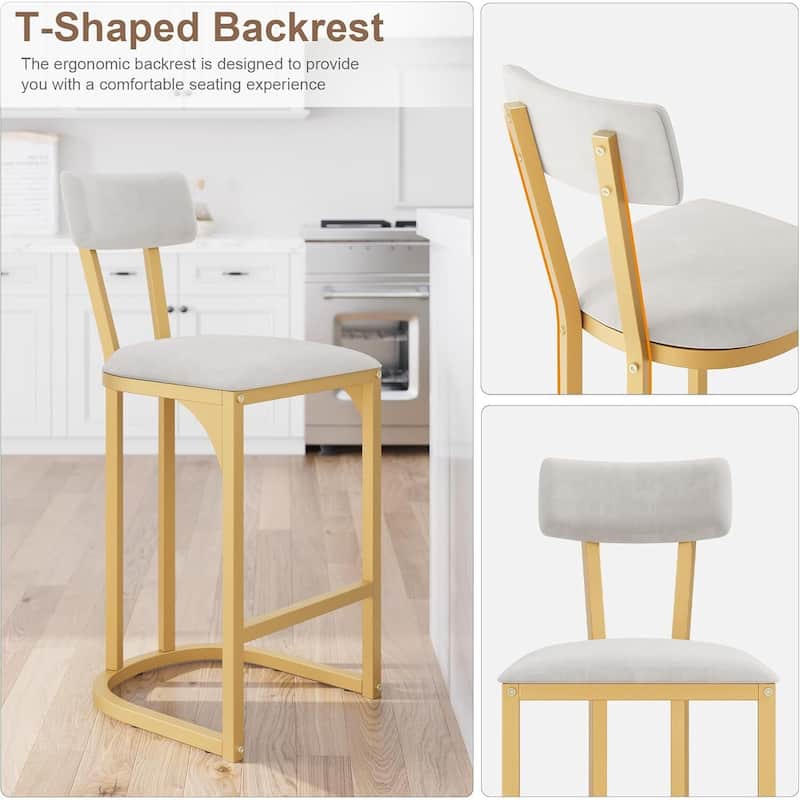 Modern Counter Height Tall Bar Stools Set of 2 with Upholstered
