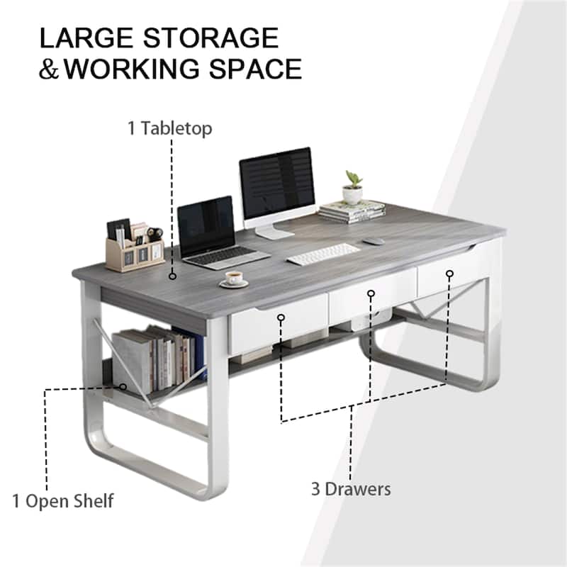 55.12" Rectangle Modern Multi-Functional Computer Desk