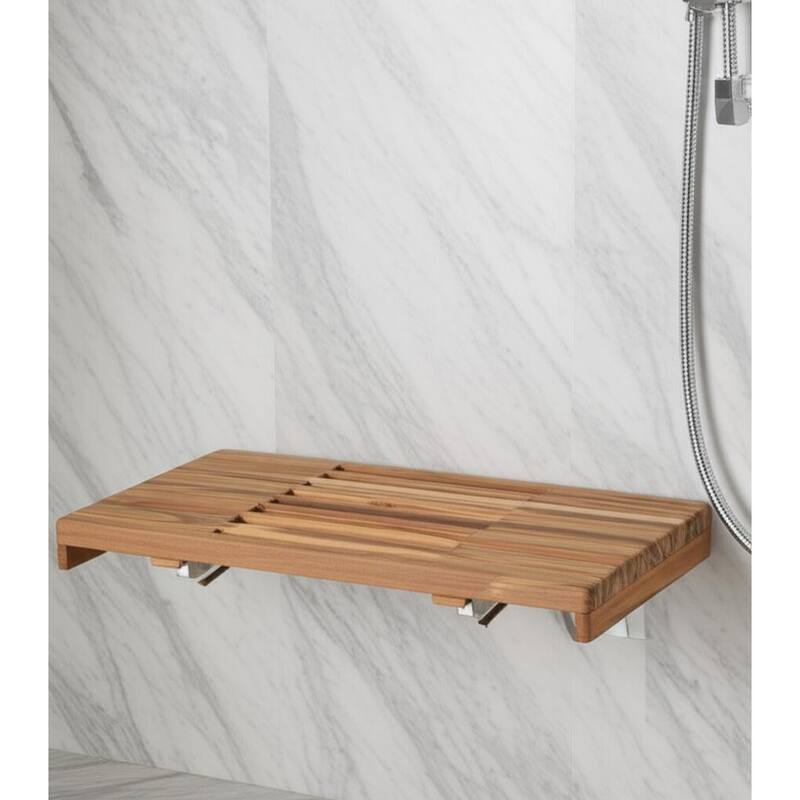 30" Brown Wall Mount Teak Rectangular Shower Bench - Brown