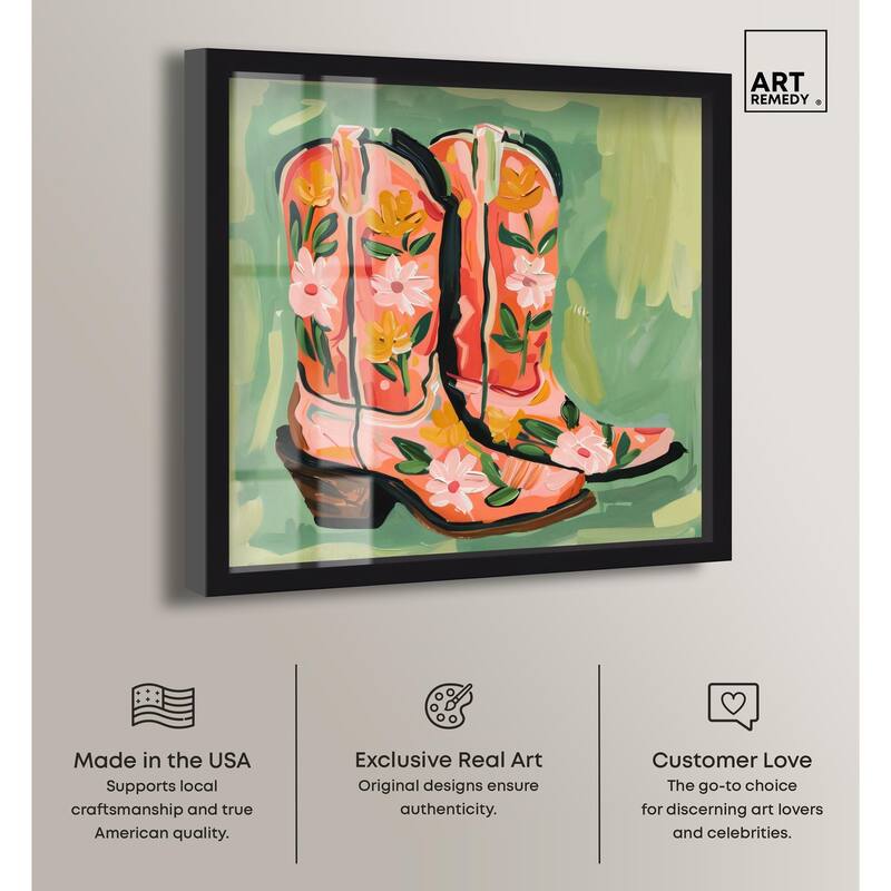 Wildflower Cowboy Boots Shadowbox by Art Remedy
