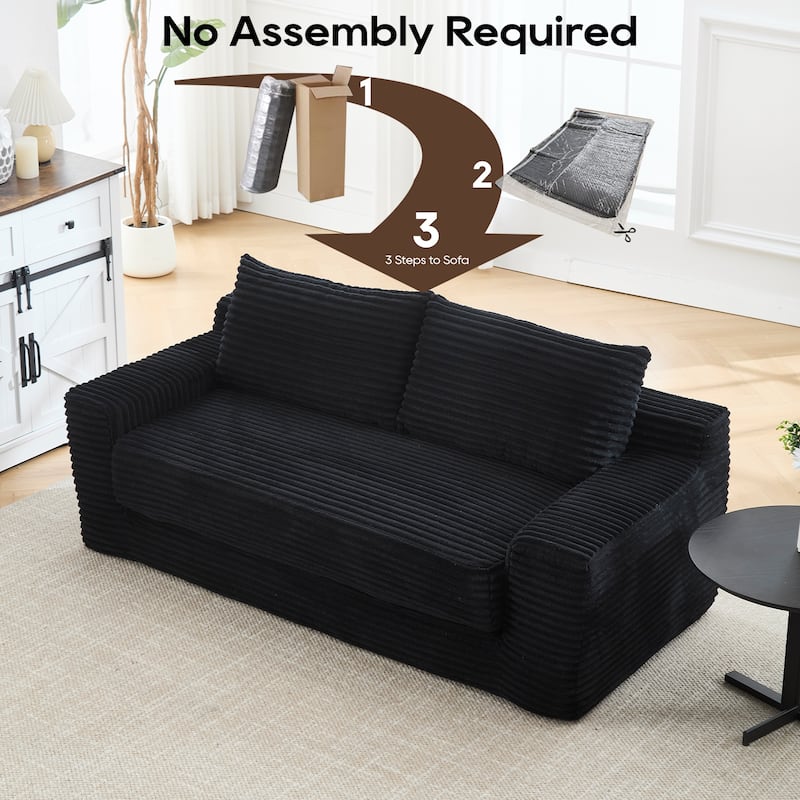 2-in-1 Loveseat Couch Convertible into Sleeper Sofa Bed with Memory Foam & Steel Frame, Corduroy Deep Seat Loveseat Sofa
