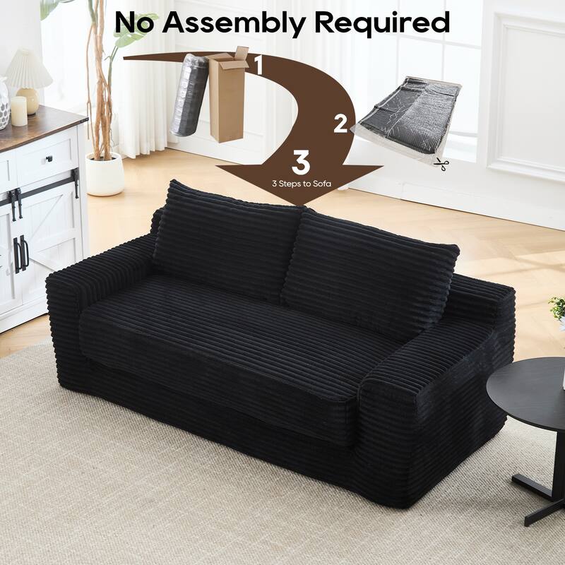 70.87'' W Corduroy Fabric Loveseat Sleeper Sofa with Memory Foam & Steel Frame