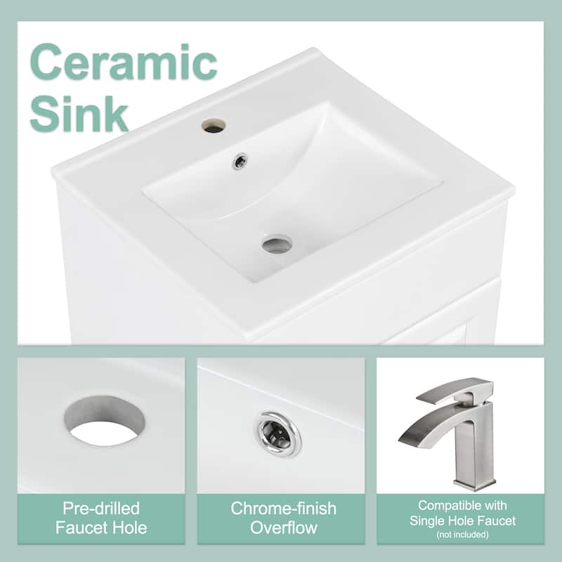 Bathroom Vanity with Sink, Vanity Set with Adjustable Shelf, Bathroom Cabinet with Storage Rack and Soft Closing Door