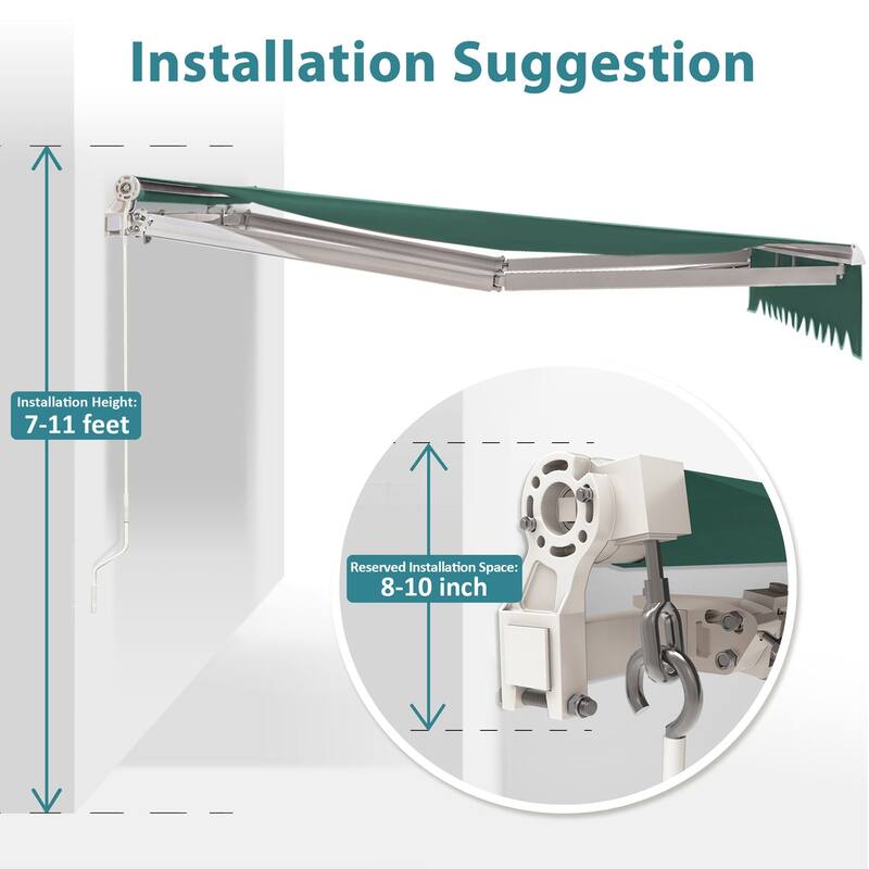 MCombo13x8Feet Manual Retractable Patio Door Window Awning Sunshade Shelter Outdoor Canopy