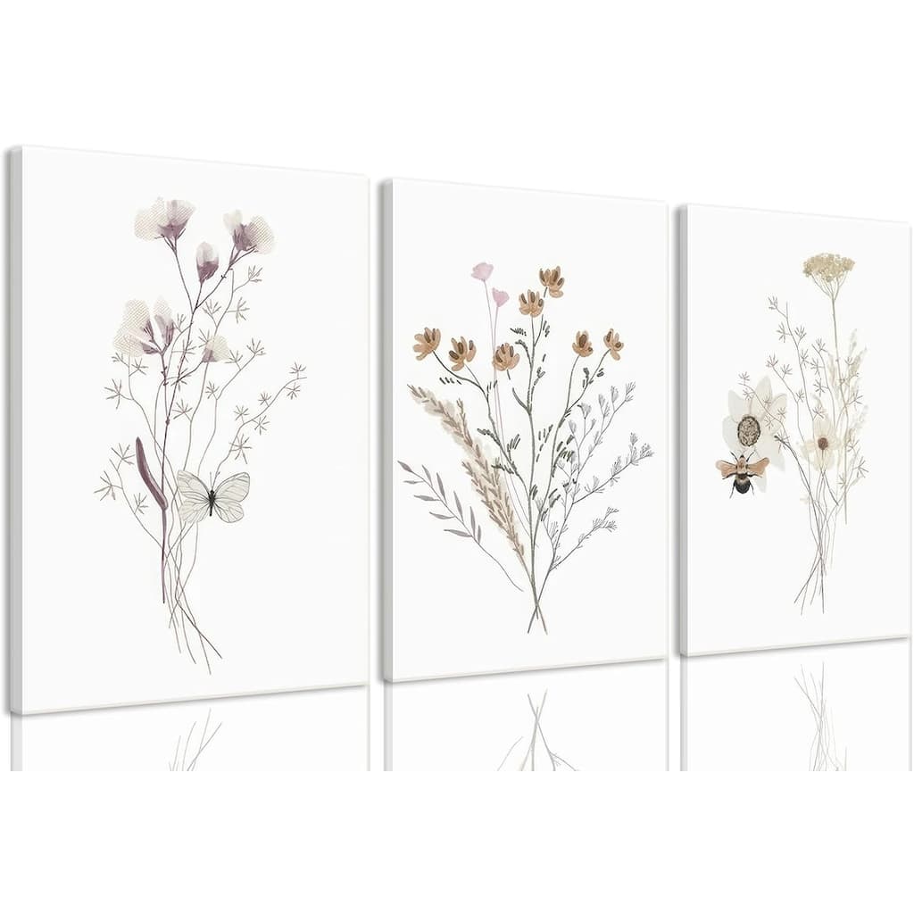 Wildflower Wall Art Butterfly Bee Botanical Floral