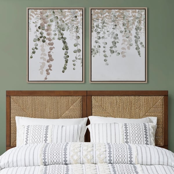 slide 2 of 6, INK+IVY Botanical Waterfall Green Eucalyptus 2-piece Framed Canvas Wall Decor Set Natural
