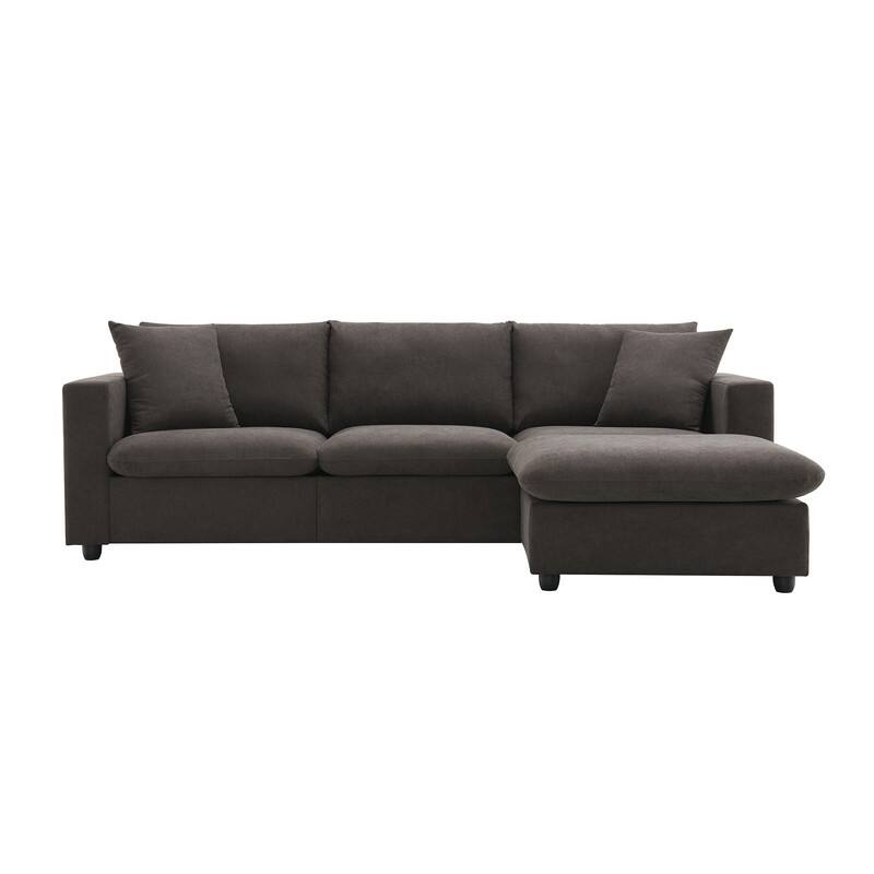 100" L-Shaped Sectional Sofa, Modern Couch Set with Convertible Ottoman and 2 Free Pillows