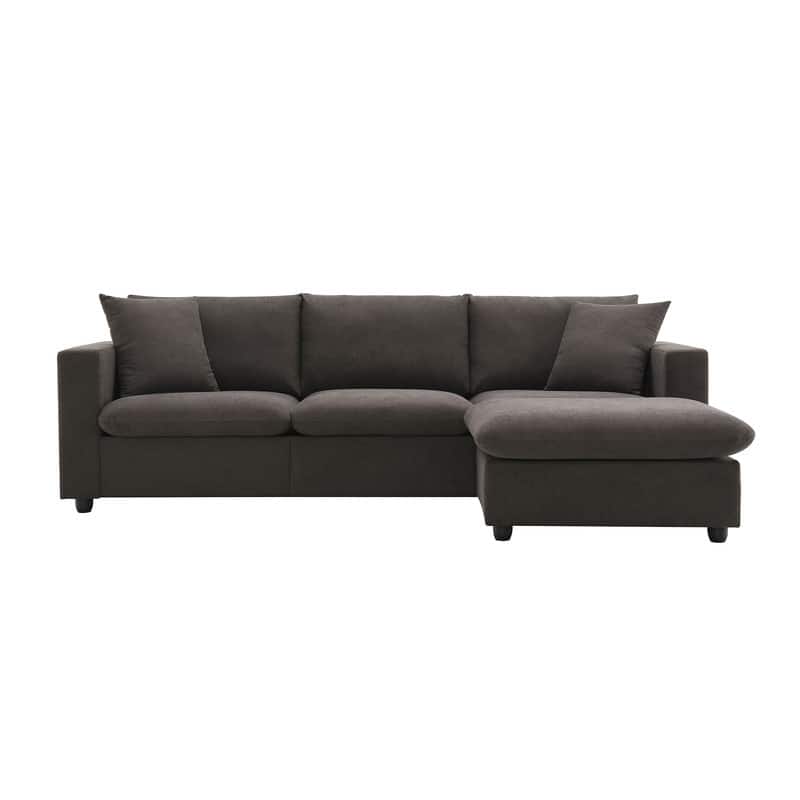 100.4" L-shaped Triple Sofa with Two Throw Pillows