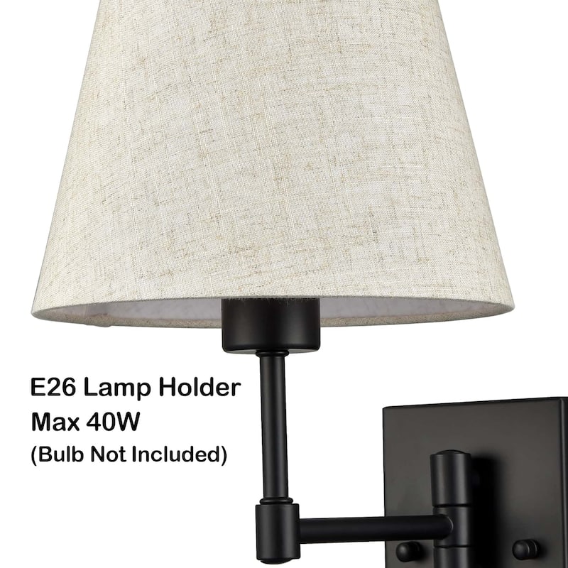 Udine Traditonal 2-Pack Plug in Wall Lights Fabric Shade Swing Arm Wall Lamps