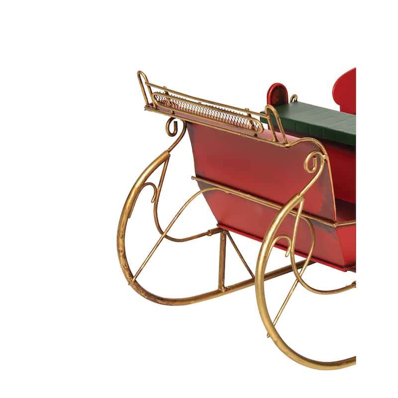 7.6" x 13.7" Santa Claus Red Sleigh Decorative Christmas Figurine