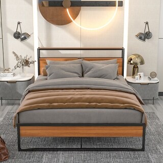 Metal Platform Bed Frame with Sockets and USB Ports - Bed Bath & Beyond ...
