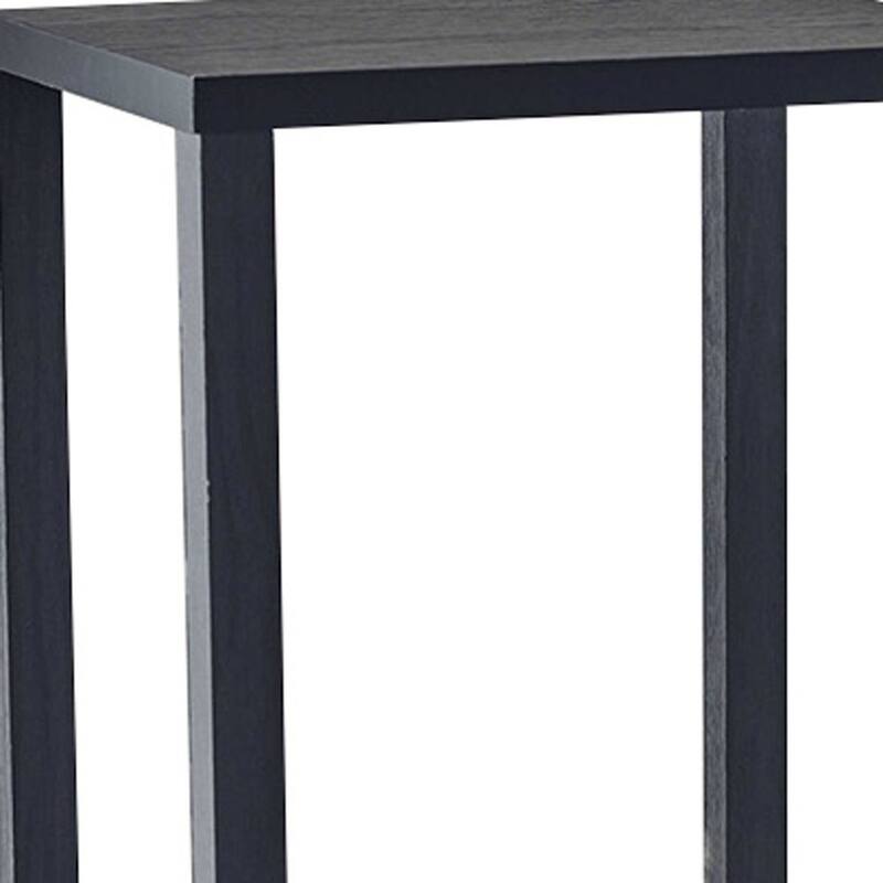 HomeRoots 28" Black Square End Table With Two Shelves