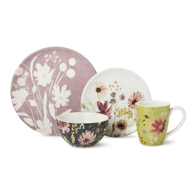 Certified International Wildflowers 16 Piece Dinnerware Set, Service for 4 - 10.50"L x 10.50"W x 1.00"H