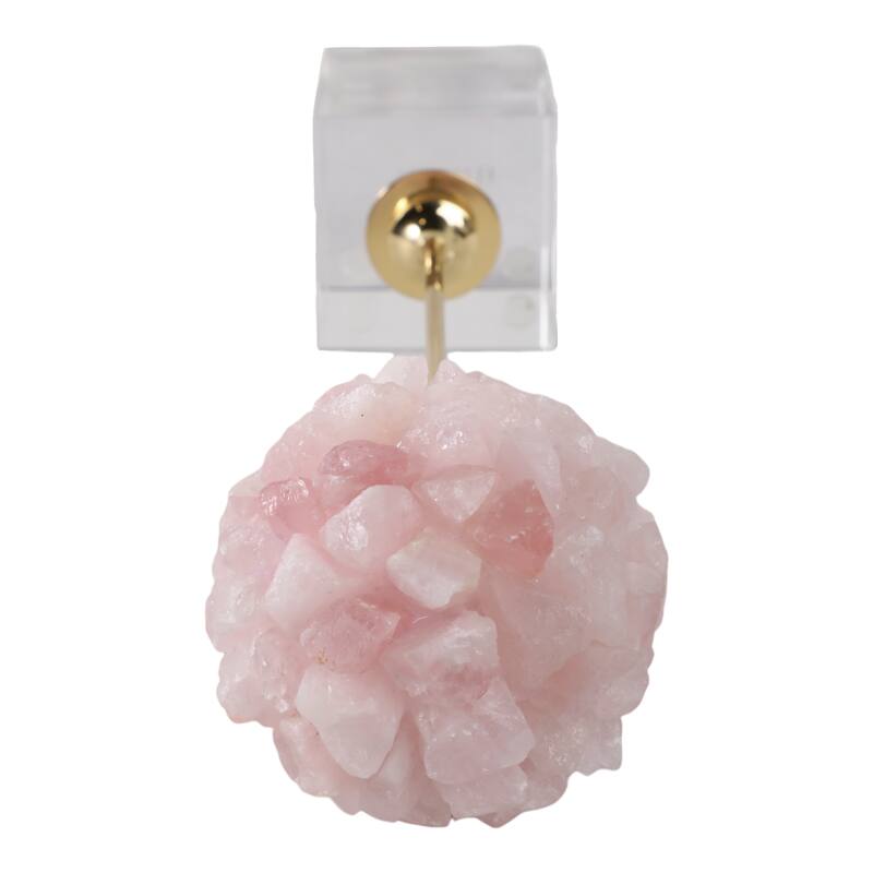 Metal Marble Decorative Sculpture Clustered Crystal Form on Cubic Base