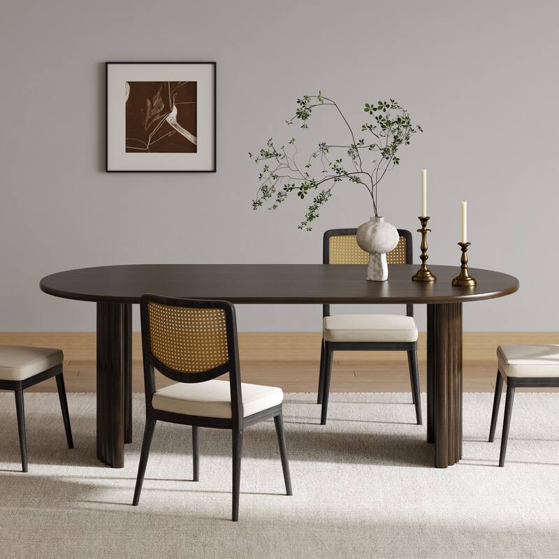 Dovelina 30"H Oval Wood Double Pedestal Dining Table Seats 6 - 67*33.5