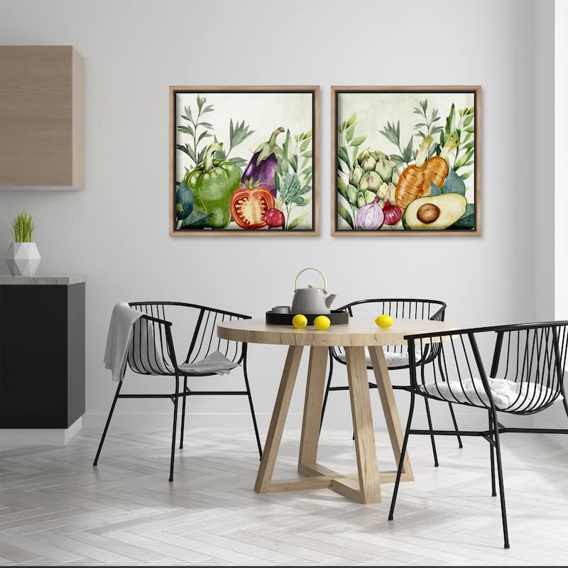 Stupell Country Harvest Vegetables Framed Floater Canvas Wall Art Design By Kim Allen (Set of 2)
