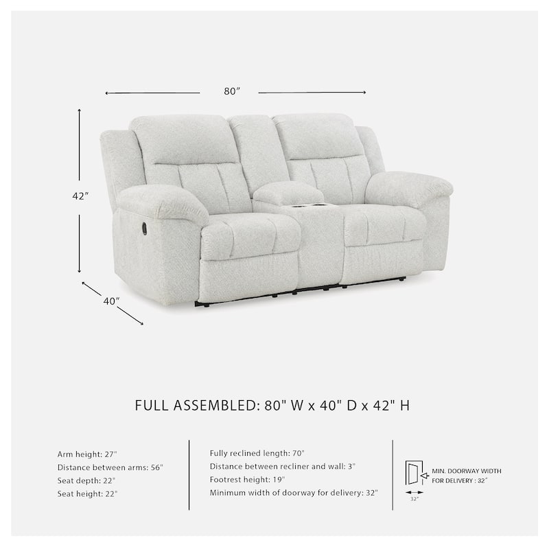 Signature Design by Ashley Frohn Double Reclining Loveseat with Console - 80"W x 40"D x 42"H
