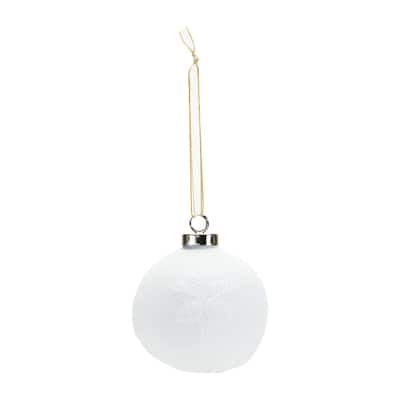 6ct White Porcelain Pine Cone Christmas Ball Ornaments 3"