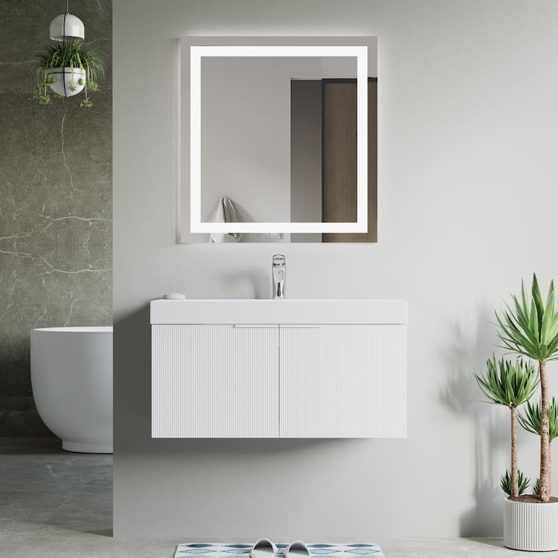 Dillon 36" Single Vanity Set - White with Resin Basin