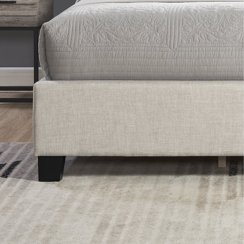 3-Piece Upholstered Bedroom Set, Tufted Wingback Bed with Two Nightstands