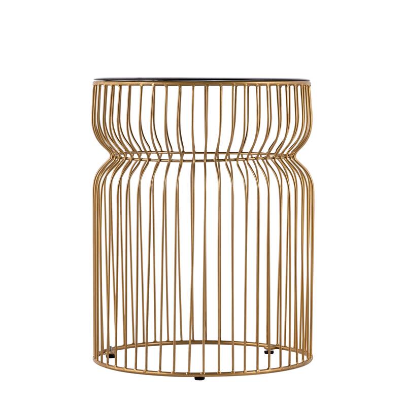 Modern Contemporary Metal Nested Base And Tinted Tempered Glass Top Material Round Coffee Table