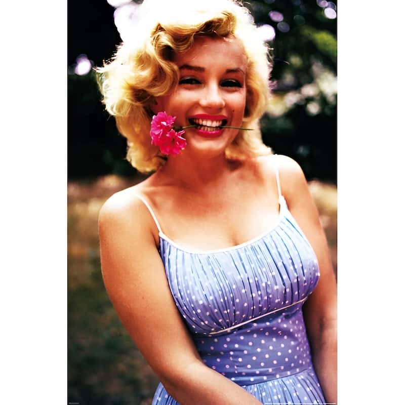 Marilyn Monroe - Flower Overlay Art Poster - 24 x 36 Inch